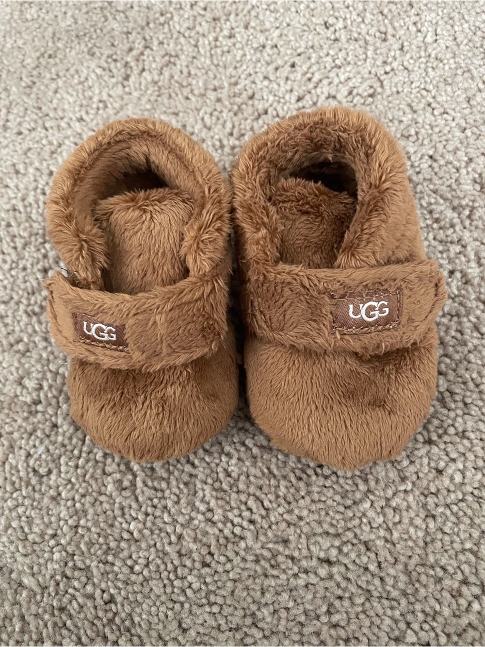 UGG Toddler Chestnut Fuzzy Hook-and-Loop Booties